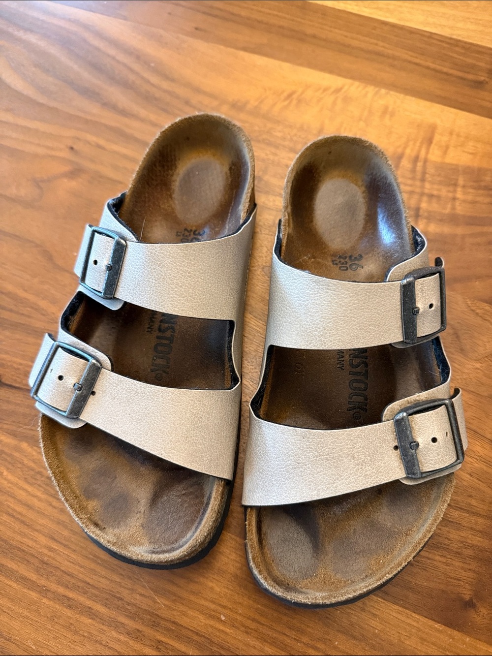 Birkenstock Arizona Two-Buckle Sandals in Beige